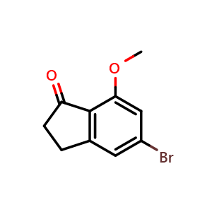Chemical structure of 5-Bromo-7-methoxy-2,3-dihydro-1H-inden-1-one , CAS 881190-51-8, AChemBlock X202838