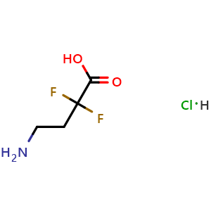 Chemical structure of 4-Amino-2,2-difluorobutanoic acid hydrochloride , CAS 1803580-37-1, AChemBlock X202856