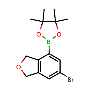 Chemical structure of 6-Bromo-1,3-dihydro-4-(4,4,5,5-tetramethyl-1,3,2-dioxaborolan-2-yl)isobenzofuran , CAS 2409556-91-6, AChemBlock X202867