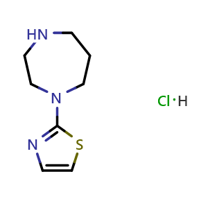 Chemical structure of 2-(1,4-Diazepan-1-yl)thiazole hydrochloride , CAS 1420983-29-4, AChemBlock X202876
