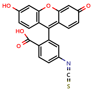 Chemical structure of 2-(6-Hydroxy-3-oxo-3H-xanthen-9-yl)-4-isothiocyanatobenzoic acid , CAS 3012-71-3, AChemBlock X202878