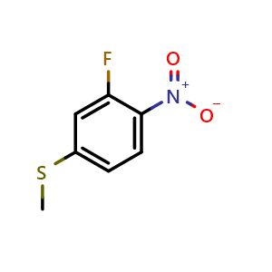 Chemical structure of 2-Fluoro-4-methylthio-1-nitrobenzene , CAS 1025509-81-2, AChemBlock X202899