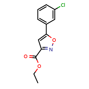 Chemical structure of Ethyl 5-(3-chlorophenyl)isoxazole-3-carboxylate , CAS 657424-77-6, AChemBlock X202907