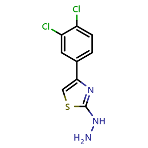 Chemical structure of 4-(3,4-Dichlorophenyl)-2-hydrazinylthiazole , CAS 312303-66-5, AChemBlock X202908