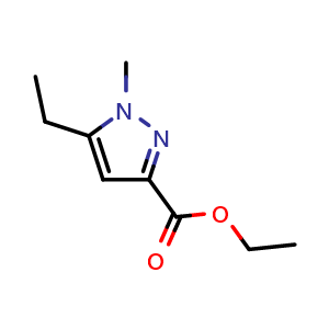 Chemical structure of ethyl 5-ethyl-1-methyl-1H-pyrazole-3-carboxylate , CAS 165744-14-9, AChemBlock X202911