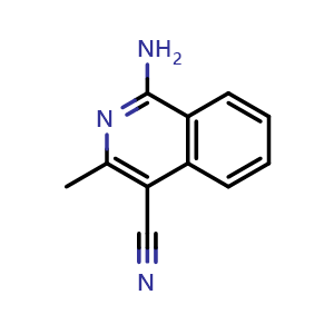 Chemical structure of 1-Amino-3-methylisoquinoline-4-carbonitrile , CAS 161468-33-3, AChemBlock X202916