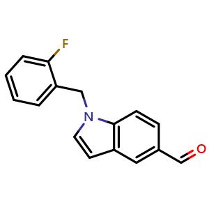Chemical structure of 1-(2-Fluorobenzyl)-1H-indole-5-carbaldehyde , CAS 944893-62-3, AChemBlock X202917