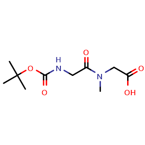 Chemical structure of 2-[methyl-[2-[(2-methylpropan-2-yl)oxycarbonylamino]acetyl]amino]acetic acid , CAS 133498-97-2, AChemBlock X202944