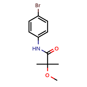 Chemical structure of N-(4-Bromophenyl)-2-methoxy-2-met hylpropanamide , CAS 1876270-49-3, AChemBlock X202950