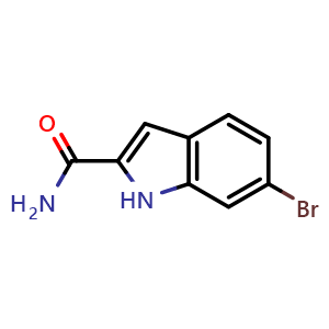 Chemical structure of 6-Bromo-1H-indole-2-carboxamide , CAS 893731-58-3, AChemBlock X202954
