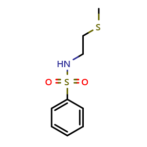 Chemical structure of N-(2-(Methylthio)ethyl)benzenesul fonamide , CAS 28200-40-0, AChemBlock X202974
