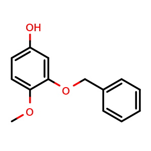 Chemical structure of 3-benzyloxy-4-methoxyphenol , CAS 40914-19-0, AChemBlock X203010