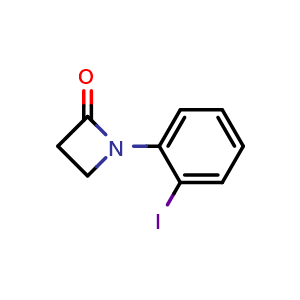 Chemical structure of 1-(2-iodophenyl)azetidin-2-one , CAS 1011737-63-5, AChemBlock X203013