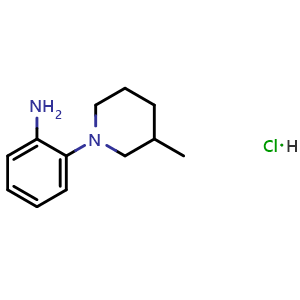 Chemical structure of 2-(3-methylpiperidin-1-yl)aniline:hydrochloride , CAS 1209906-18-2, AChemBlock X203019