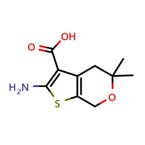 Chemical structure of 2-amino-5,5-dimethyl-4,7-dihydro-5H-thieno[2,3-c]pyran-3-carboxylic acid , CAS 64792-56-9, AChemBlock X203031