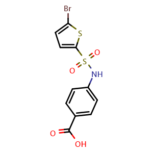 Chemical structure of 4-(5-Bromo-thiophene-2-sulfonylamino)-benzoic acid , CAS 327081-37-8, AChemBlock X203036