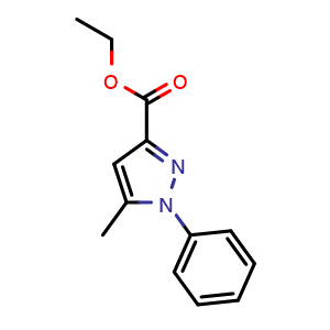 Chemical structure of Ethyl 5-methyl-1-phenyl-1H-pyrazole-3-carboxylate , CAS 81153-64-2, AChemBlock X203043