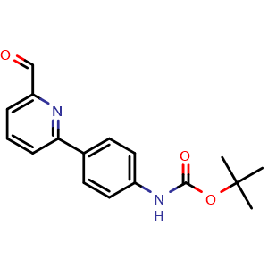 Chemical structure of tert-Butyl (4-(6-formylpyridin-2-yl)phenyl)carbamate , CAS 834884-86-5, AChemBlock X203049