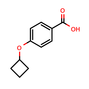 Chemical structure of 4-cyclobutoxybenzoic acid , CAS 62577-95-1, AChemBlock X203053