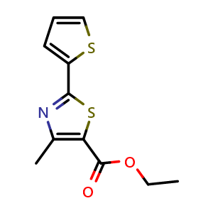 Chemical structure of Ethyl 4-methyl-2-(thiophen-2-yl)thiazole-5-carboxylate , CAS 56421-62-6, AChemBlock X203054