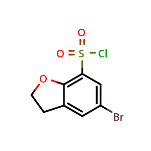 Chemical structure of 5-Bromo-2,3-dihydrobenzofuran-7-s ulfonyl chloride , CAS 690632-00-9, AChemBlock X203064