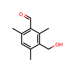 Chemical structure of 3-(Hydroxymethyl)-2,4,6-trimethylb enzaldehyde , CAS 137380-49-5, AChemBlock X203086