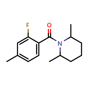 Chemical structure of (2,6-Dimethylpiperidin-1-yl)(2-fluoro-4- methylphenyl)methanone , CAS 1519940-51-2, AChemBlock X203103