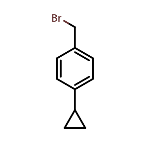 Chemical structure of 1-(bromomethyl)-4-cyclopropylbenzene , CAS 1150617-57-4, AChemBlock X203105