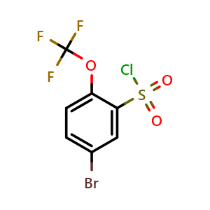 Chemical structure of 5-Bromo-2-(trifluoromethoxy)benzene-1-sulfonyl chloride , CAS 915763-79-0, AChemBlock X203118
