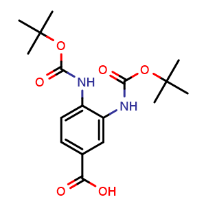 Chemical structure of DI-BOC-3,4-DIAMINOBENZOIC acid , CAS 66636-17-7, AChemBlock X203124