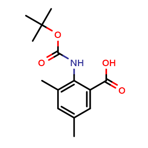 Chemical structure of 2-((tert-Butoxycarbonyl)amino)-3,5-dimethylbenzoic acid , CAS 669713-57-9, AChemBlock X203131
