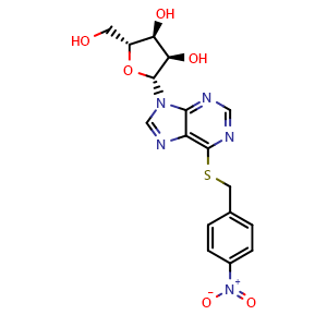 Chemical structure of S-(4-Nitrobenzyl)-6-thioinosine , CAS 38048-32-7, AChemBlock X203431