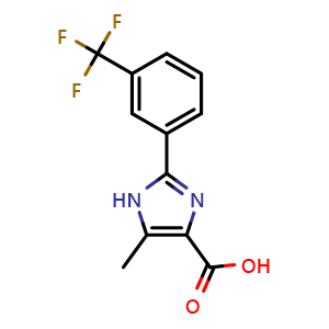 Chemical structure of 5-methyl-2-[3-(trifluoromethyl)phenyl]-1H-imidazole-4-carboxylic acid , CAS 1153734-86-1, AChemBlock X203450
