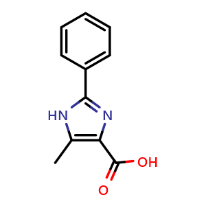 Chemical structure of 5-methyl-2-phenyl-1H-imidazole-4-carboxylic acid , CAS 28824-94-4, AChemBlock X203452