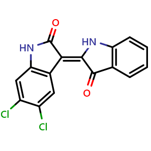Chemical structure of (Z)-5',6'-Dichloro-[2,3'-biindolinylidene]-2',3-dione , CAS 667463-72-1, AChemBlock X203457