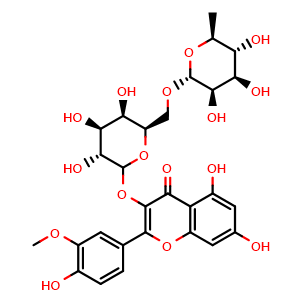 Chemical structure of Isorhamnetin-3-O-robinobioside , CAS 53584-69-3, AChemBlock X203465