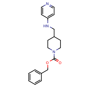 Chemical structure of N-[(1-Cbz-4-piperidyl)methyl]pyridin-4-amine , CAS 455265-19-7, AChemBlock X203476