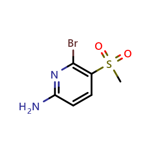 Chemical structure of 6-Bromo-5-(methylsulfonyl)pyridin-2-amine , CAS 2939000-39-0, AChemBlock X203478