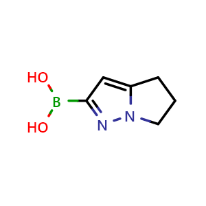 Chemical structure of (5,6-dihydro-4H-pyrrolo[1,2-b]pyrazol-2-yl)boronic acid trifluoroacetic acid , AChemBlock X203488