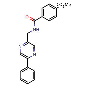 Chemical structure of methyl 4-(((5-phenylpyrazin-2-yl)methyl)carbamoyl)benzoate , AChemBlock X203489
