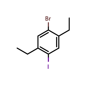 Chemical structure of 1-bromo-2,5-diethyl-4-iodobenzene , CAS 2386356-25-6, AChemBlock X203492