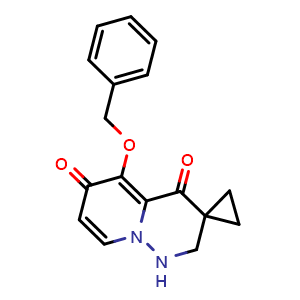 Chemical structure of 5'-(benzyloxy)-1',2'-dihydrospiro[cyclopropane-1,3'-pyrido[1,2-b]pyridazine]-4',6'-dione , CAS 2445762-40-1, AChemBlock X203494
