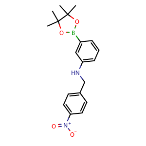 Chemical structure of N-(4-nitrobenzyl)-3-(4,4,5,5-tetramethyl-1,3,2-dioxaborolan-2-yl)aniline , CAS 380152-00-1, AChemBlock X203566
