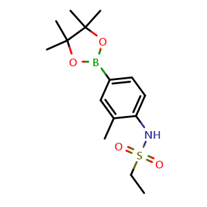 Chemical structure of N-[2-methyl-4-(tetramethyl-1,3,2-dioxaborolan-2-yl)phenyl]ethane-1-sulfonamide , CAS 2246761-65-7, AChemBlock X203634