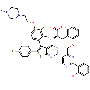 (R)-2-((5-(3-chloro-2-methyl-4-(2-(4-methylpiperazin-1-yl)ethoxy)phenyl)-6-(4-fluorophenyl)thieno[2,3-d]pyrimidin-4-yl)oxy)-3-(2-((2-(2-methoxyphenyl)pyrimidin-4-yl)methoxy)phenyl)propanoic acid