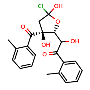 Chemical structure of 1-Chloro-3,5-di-O-toluoyl-2-deoxy-D-ribofuranose , CAS 3601-89-6, AChemBlock X203706