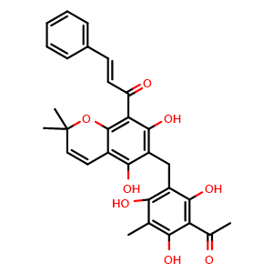 Chemical structure of Rottlerin , CAS 82-08-6, AChemBlock X203813