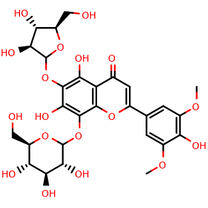 Chemical structure of Chrysin 6-C-Arabinoside 8-C-Glucoside , CAS 185145-33-9, AChemBlock X203888