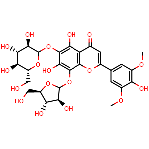 Chemical structure of Chrysin 6-C-Glucoside 8-C-Arabinoside , CAS 185145-34-0, AChemBlock X203889