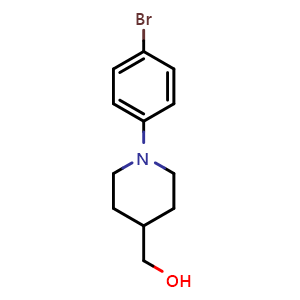 Chemical structure of (1-(4-bromophenyl)piperidin-4-yl)methanol , CAS 1296224-87-7, AChemBlock X203907